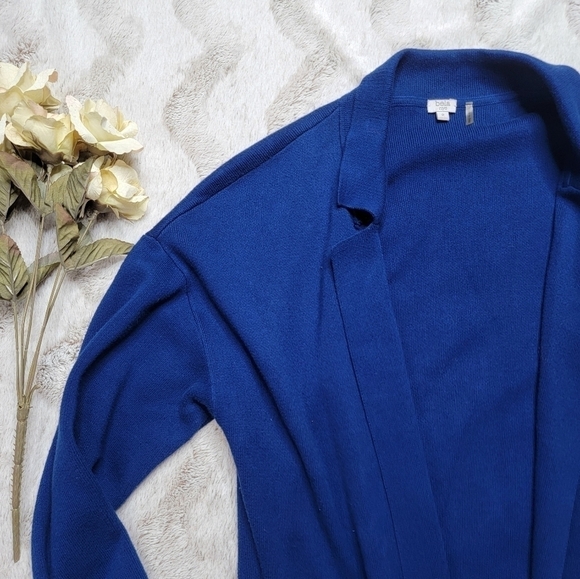 Bela NYC 100% Pima Cotton Royal Blue Long Sleeve Open Cardigan Sweater Size 2 - Picture 5 of 11